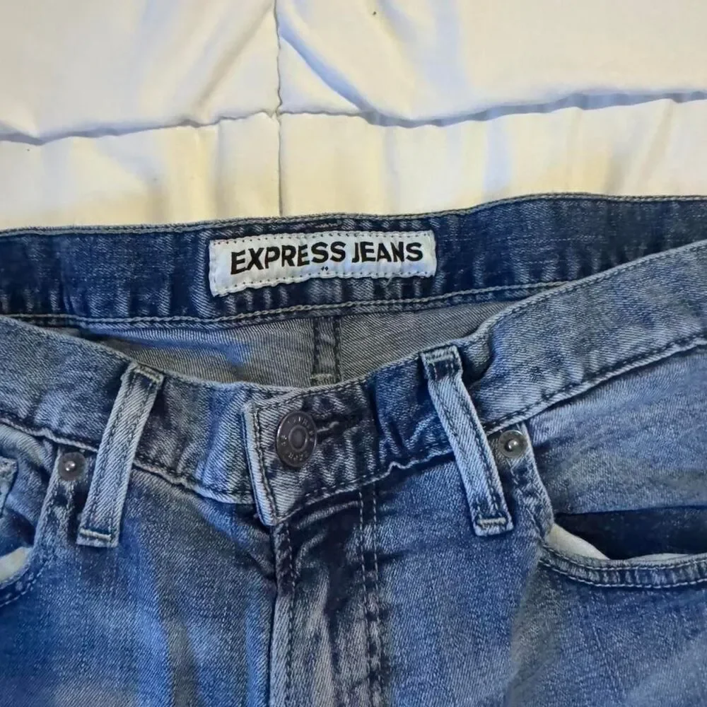 Express Men's Blue Distressed Jeans